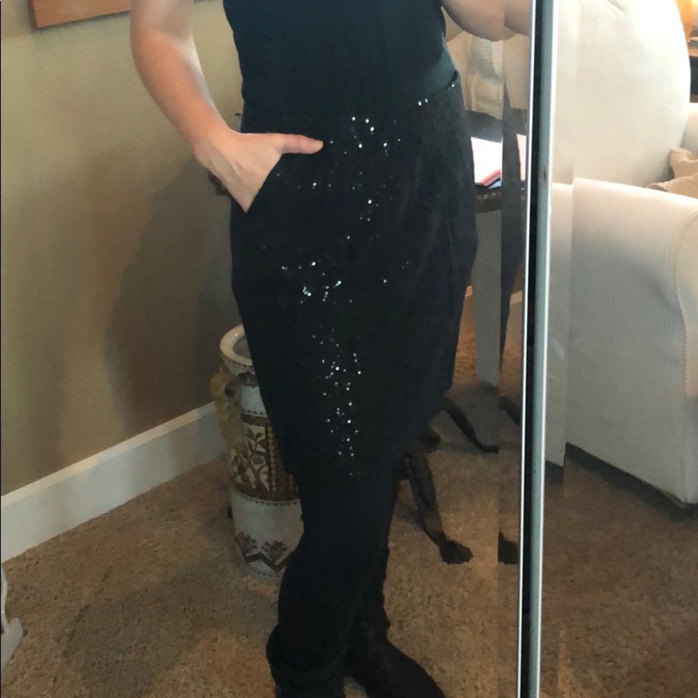 Black sequin mid length skirt